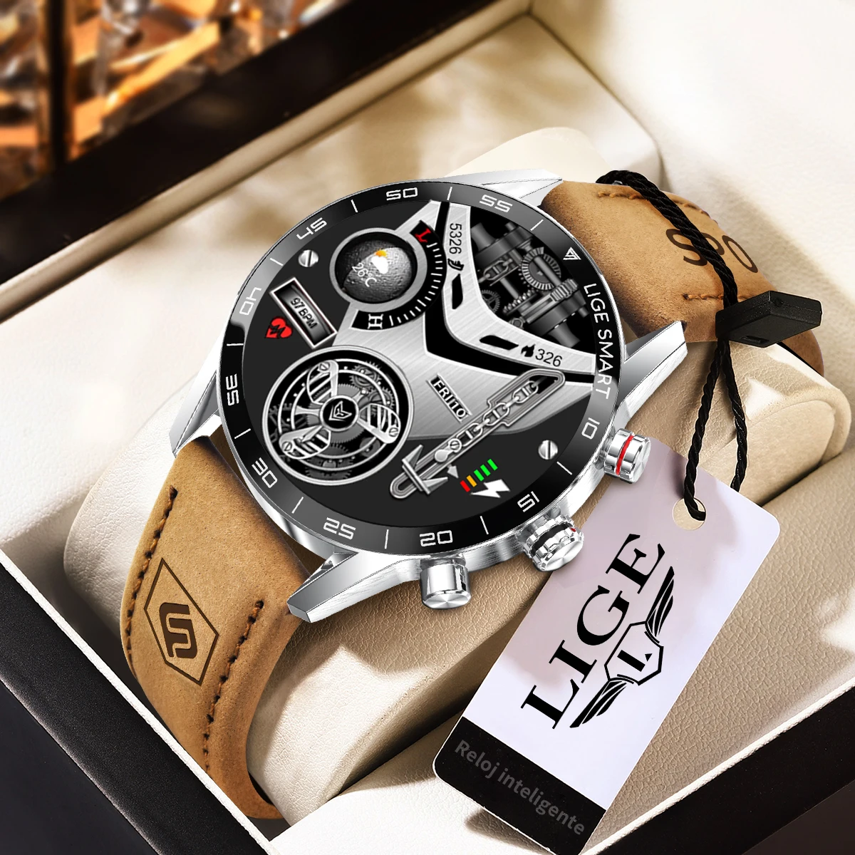 LIGE 2024 Neue robuste militärische GPS-Smartwatch für Männer, AMOLED-HD-Bildschirm, Herzfrequenz, Bluetooth-Anruf, wasserdichte Outdoor-Smartwatch Image