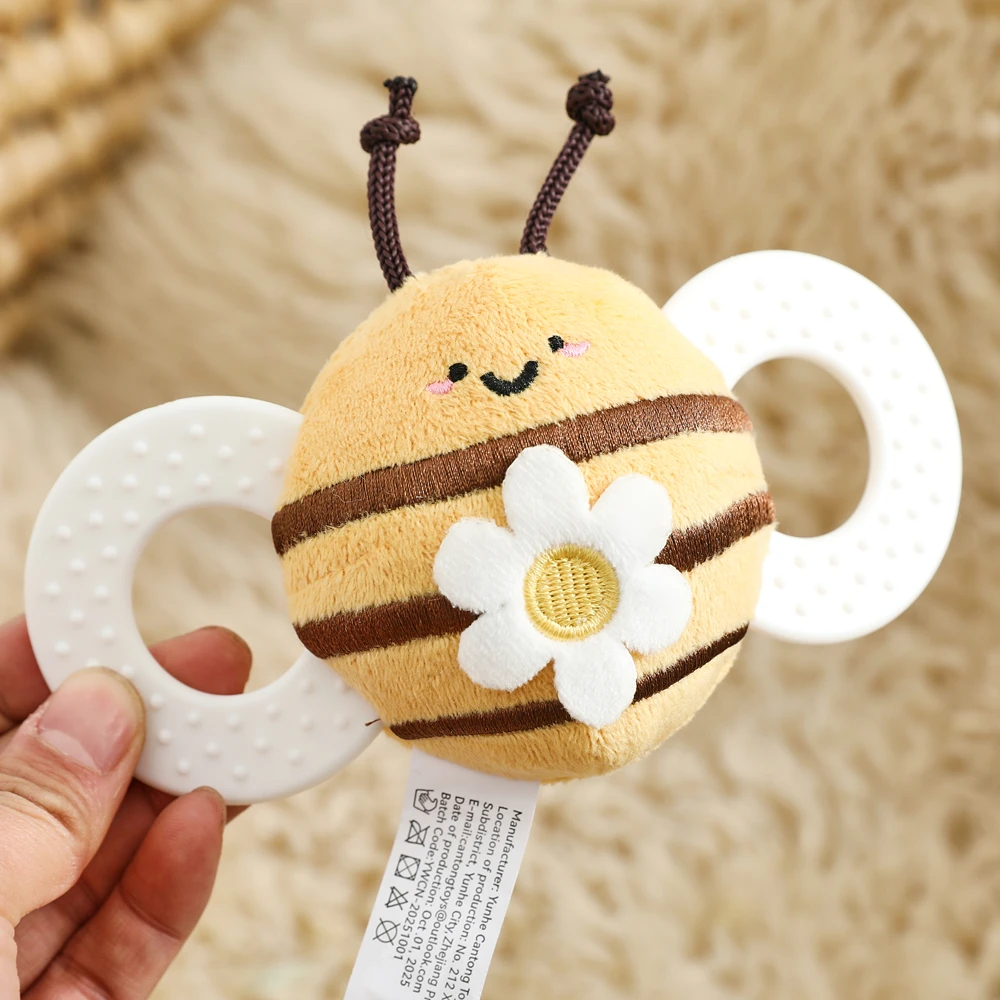 Plüsch-Biene Rassel Cartoon-Bienenpuppe 0-12 Monate Baby-Spielzeug Weich Multifunktional, Niedliches Tier-Kuscheltier, Baby-Beißspielzeug
