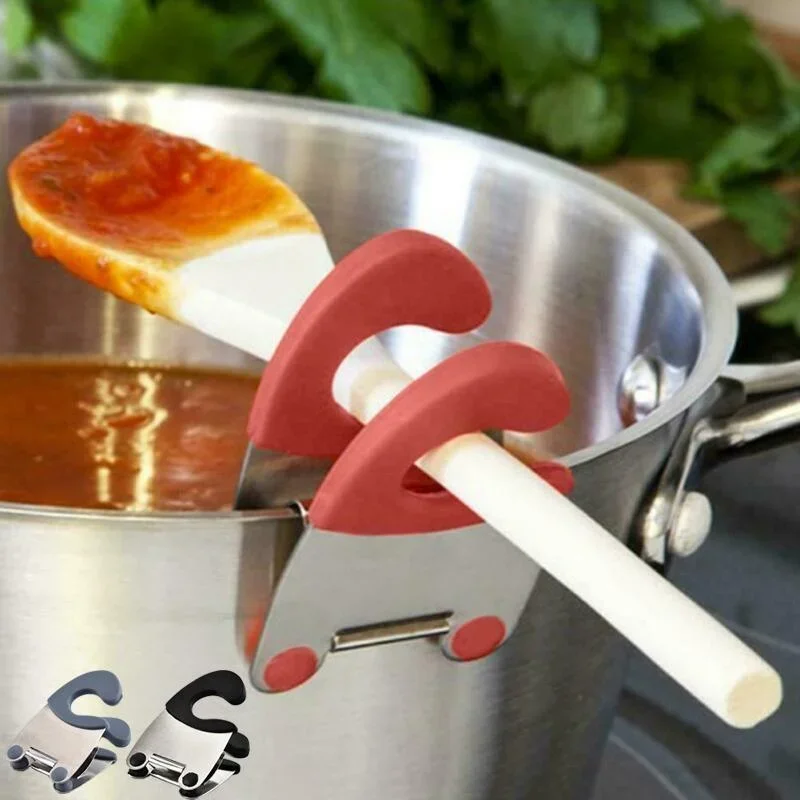 Topf Löffel Halter Topf Clip Halter Anti Verbrühungen Silikon Griff für Löffel Spachtel Gabel Kochen Utensilien Löffel Rest Küche Zubehör Image