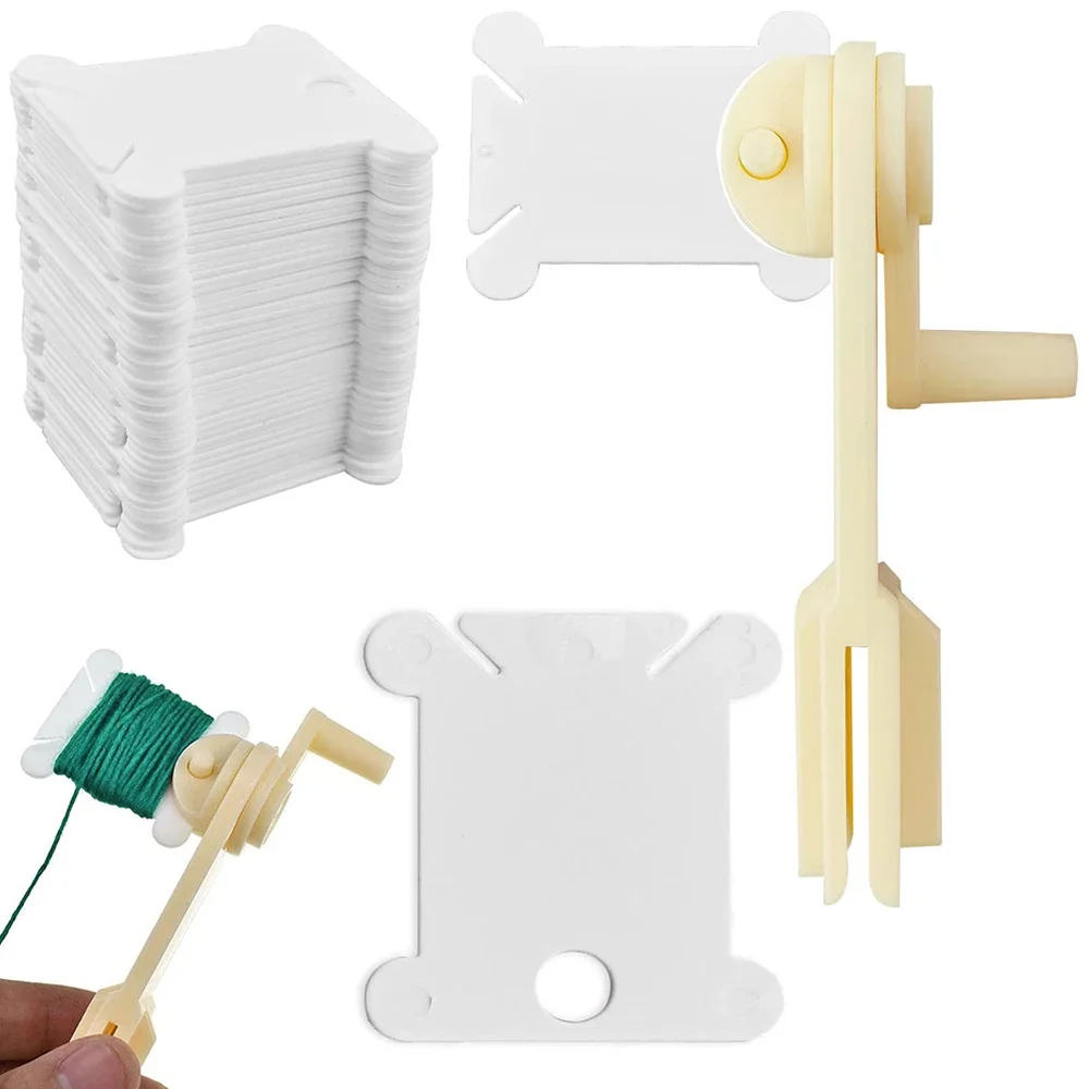 50/100Pcs Kunststoff Zahnseide Spulen Set Stickerei Floss Organizer Spuler Handwerk DIY Nähen Lagerung Gewinde Organizer halter Image