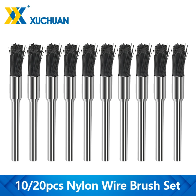 10/20-teiliges Nylon-Drahtbürsten-Set, 3,0 mm Schaft, Polierscheibenbürste für Dremel-Drehwerkzeug-Zubehör zum Reinigen von Rostentfernung Image