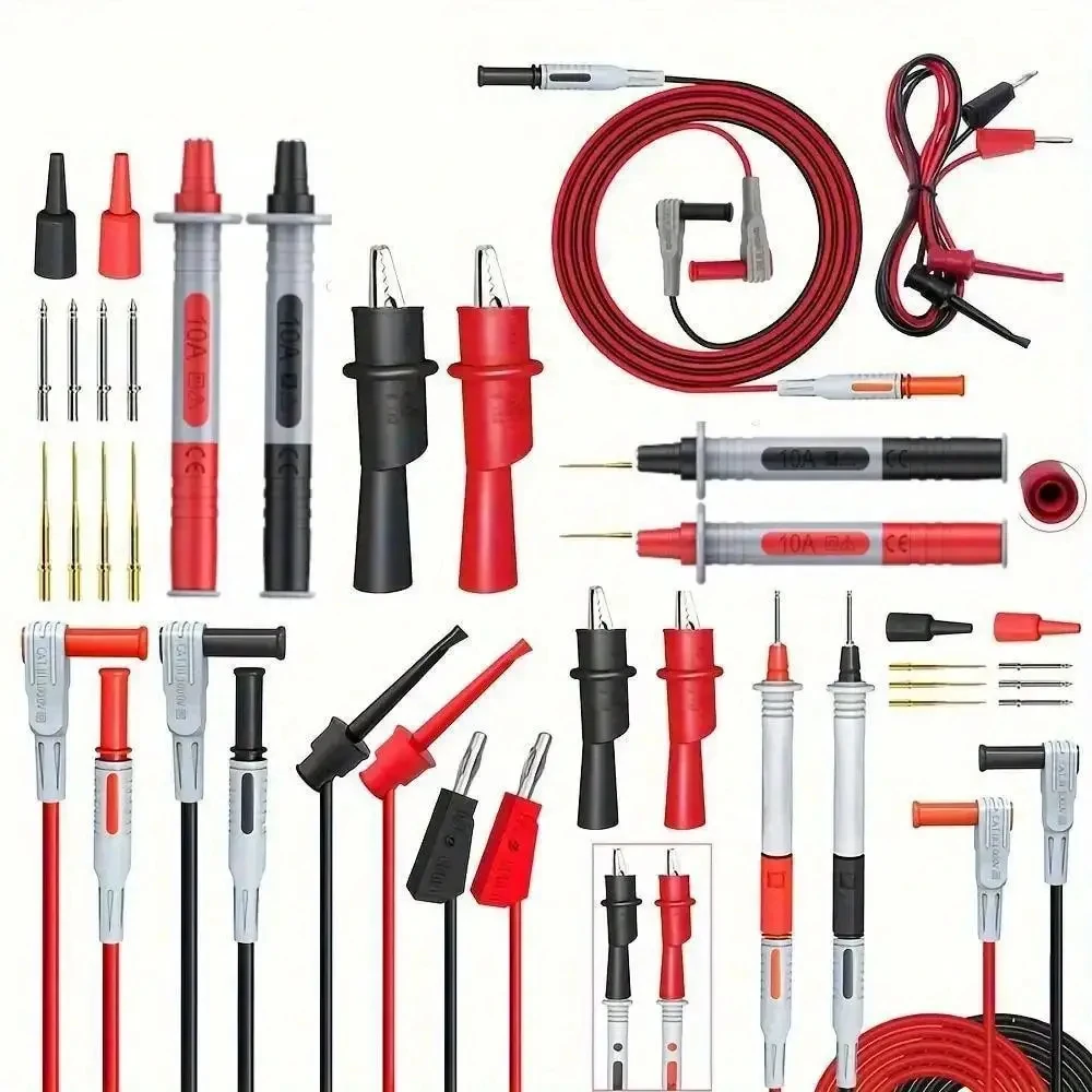 18-teiliges P1308B Testkabel-Set mit 4-mm-Bananenstecker, Testkabel mit austauschbaren Multimeter-Sonden, Testdraht und Krokodilklemmen ￼ ￼ ￼ Image