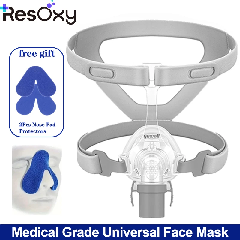 Resoxy CPAP-Nasenmaske, universelle Nasenmaske, mit medizinischer Kopfbedeckung aus Silikon, für automatische CPAP-Maschine, Schlafapnoe, hilft gegen Schnarchen Image