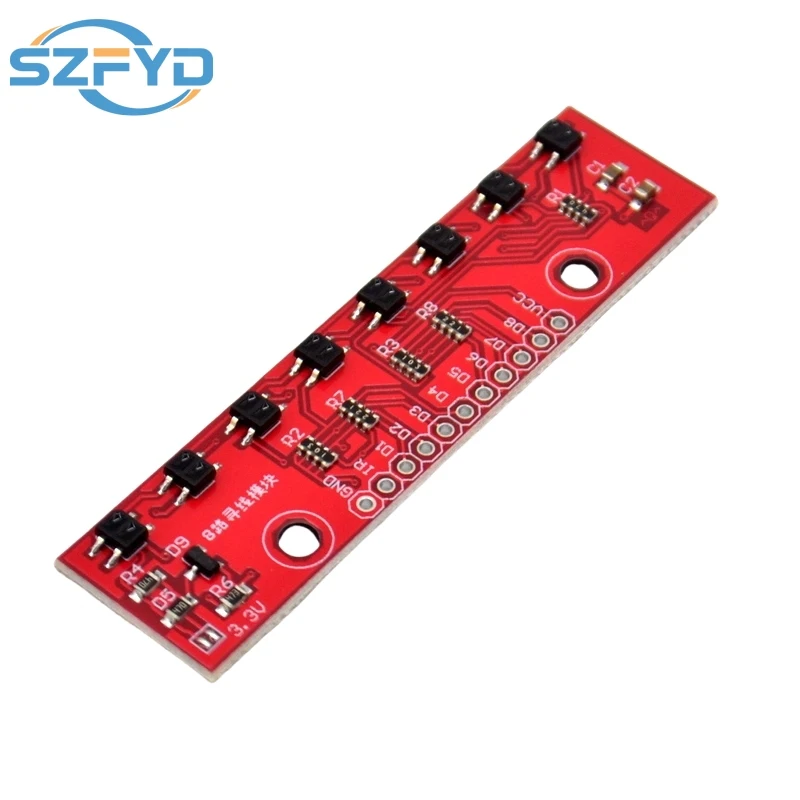 8-Kanal-IR-Tracking-Sensormodul, 8-Kanal-Infrarot-Line, Track Trace Detect Detection Board, DIY-Detektor für Arduino Smart Car Image
