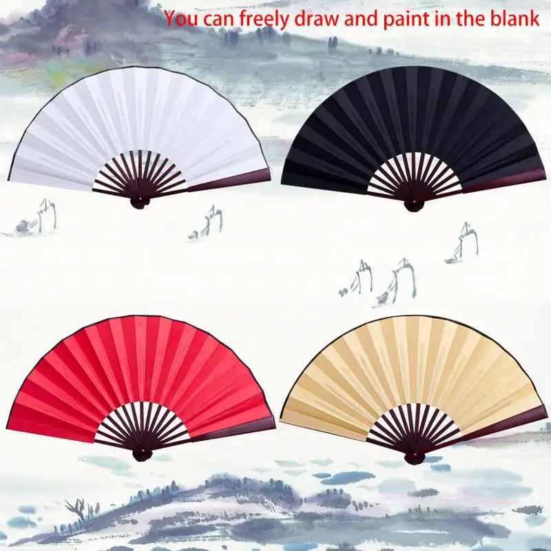 10,6 Zoll/13 Zoll Seidentuch Blanko Chinesischer Faltfächer Holz Bambus Antike Faltfächer Für Kalligraphie Malerei Home Decor Image