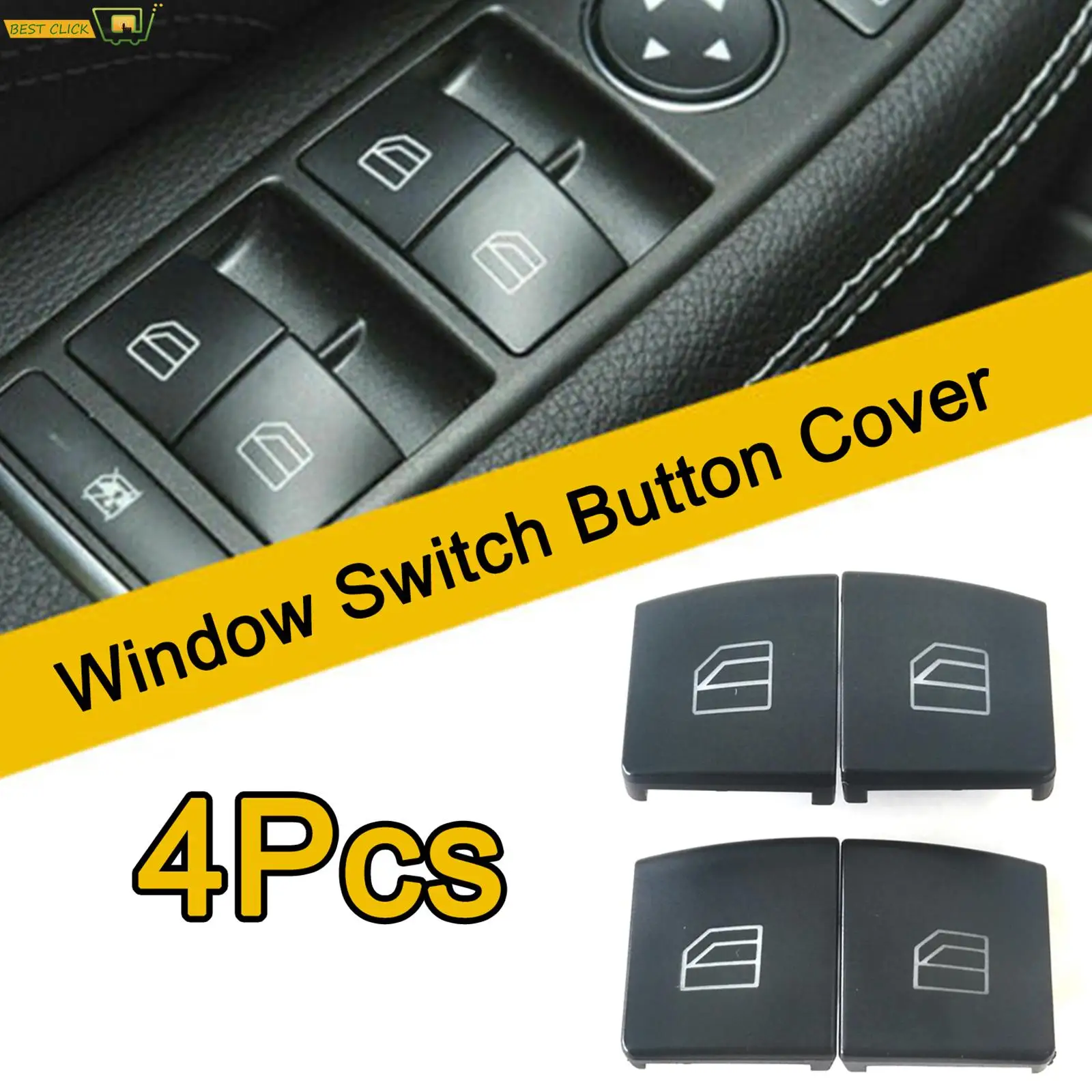 4Pcs Auto Power Fenster Schalter Taste Abdeckung Für Mercedes-Benz W204 C-Klasse W212 W242 W246 W166 W176 W204 E-Klasse E200 A 2049055402 Image