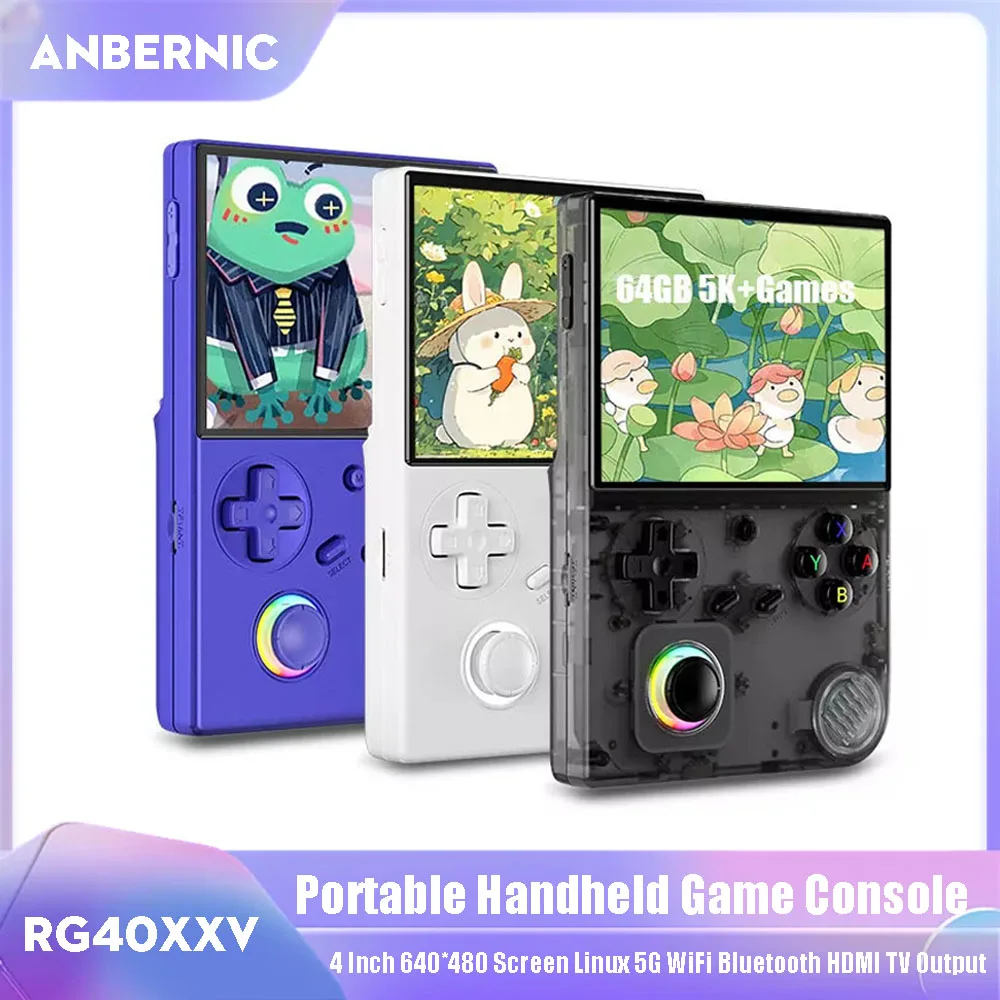 ANBERNIC RG40XXV Videospiel-Player 4'' 640*480 Bildschirm Linux System Retro Handheld Spielkonsole 5G WiFi Bluetooth HDMI Ausgang