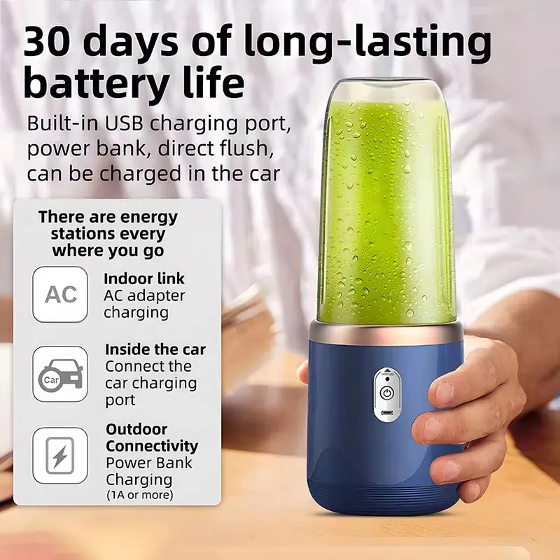 USB Personal Mini Juicer Cup Tragbarer Hand-Reisemixer mit einzelnen Doppelbechern für Wasserflaschen Image
