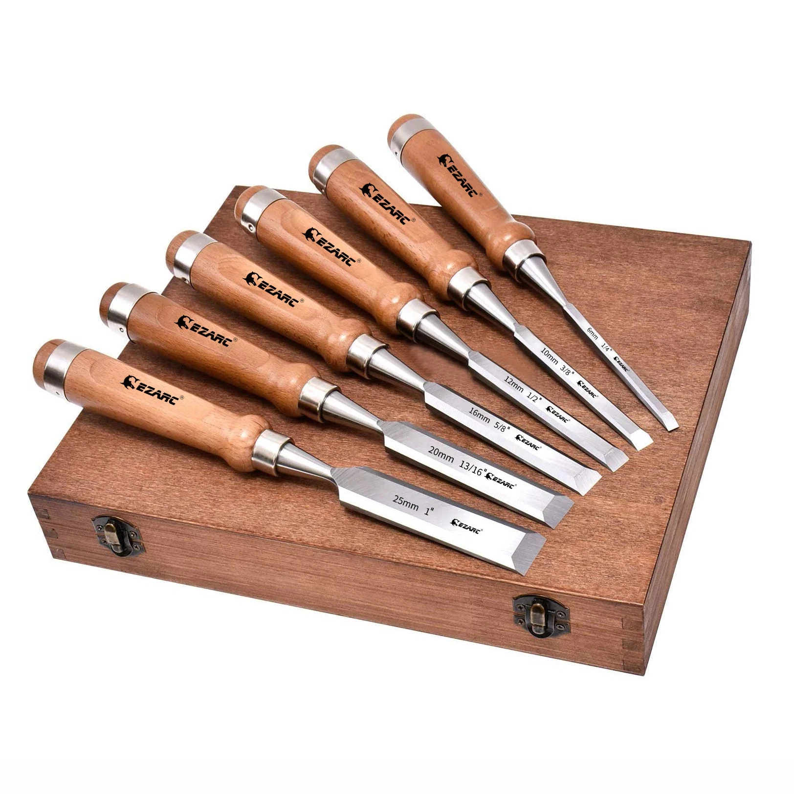 EZARC 6-teiliges Holzmeißel-Set Holzbearbeitungs-Schnitzmeißel-Kit mit Premium-Holzkoffer für Schreiner Handwerker Geschenk für Männer Image