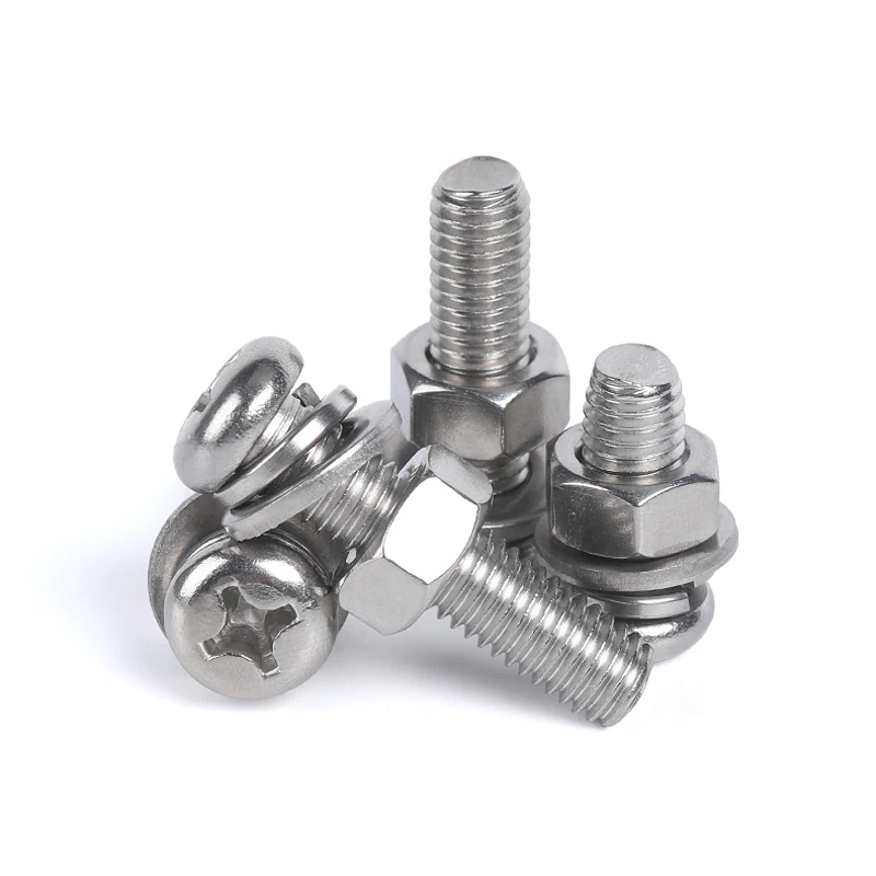20/10 Sets M3 M4 M5 M6 Gb818 304 Edelstahl Kreuzschlitz-Flachkopfschrauben Kreuzschlitzschrauben Bolzen mit Mutter Unterlegscheibe Image