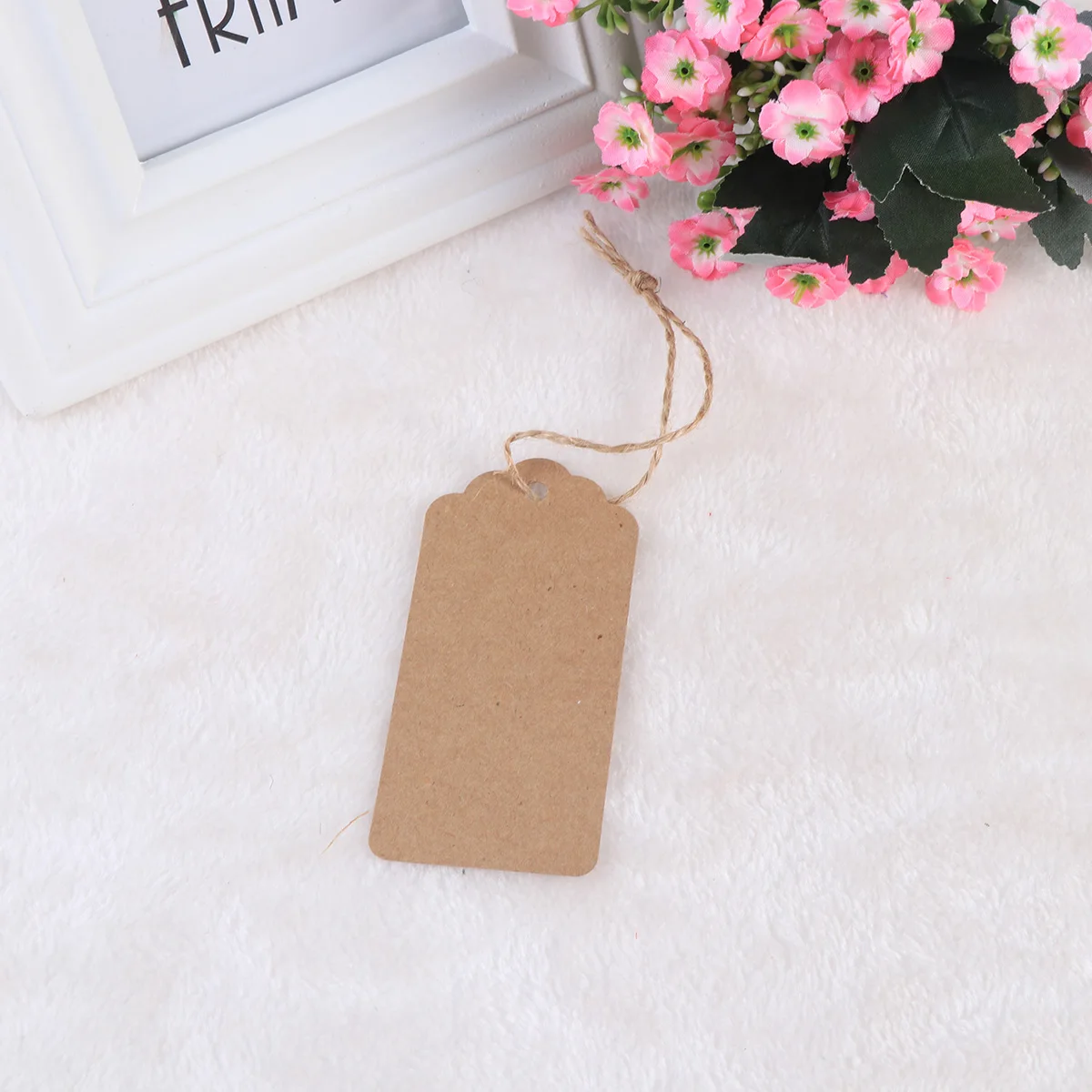 101 Stück Kraftpapier-Etiketten, beschreibbar, naturbraun, zum Etikettieren von Geschenken, als Lesezeichen, Nachrichtenkarten, Thanksgiving, Hochzeit Image