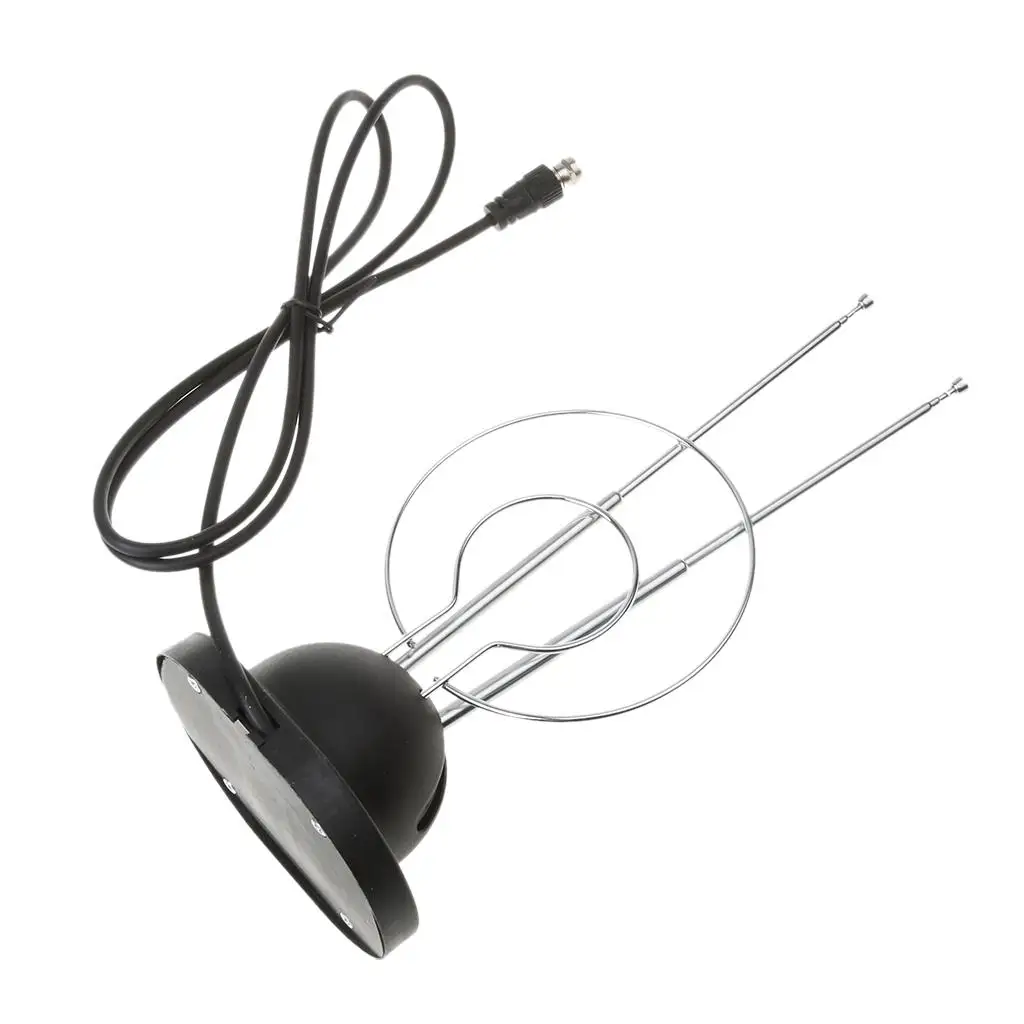 1 Stück universelle Indoor-Kaninchenohr-TV-Antenne für HDTV-fähige UKW-UHF-Doppels chleife Koaxial 45-860 MHz 3.94*3.15*9,05 Zoll Image