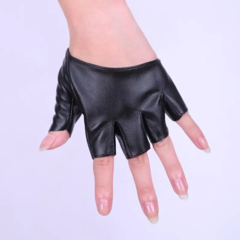 1 paar Frauen Mode PU Leder Halbe Finger Handschuhe Goth Punk Rock Hohl Fingerlose Handschuhe Bühne Leistung Lolita Cosplay