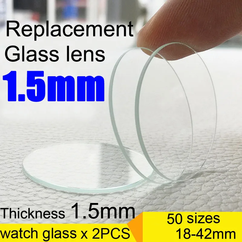2PCS Flache Dicke 1,5mm Runde Uhr Glas Kristall 18mm-42mm Smart Uhr Ersatz Objektiv glas Spiegel Uhr Reparatur Werkzeuge