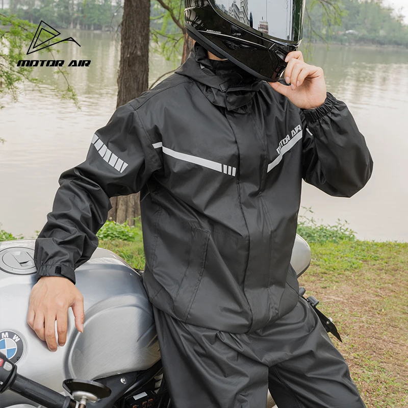 Motor Air 2025 Neueste Motorrad Fahrer Regenmantel Split Typ Reiten Regen Anzug 2 teile/satz Atmungsaktive Tiefe Regendicht Verbesserte Version Image
