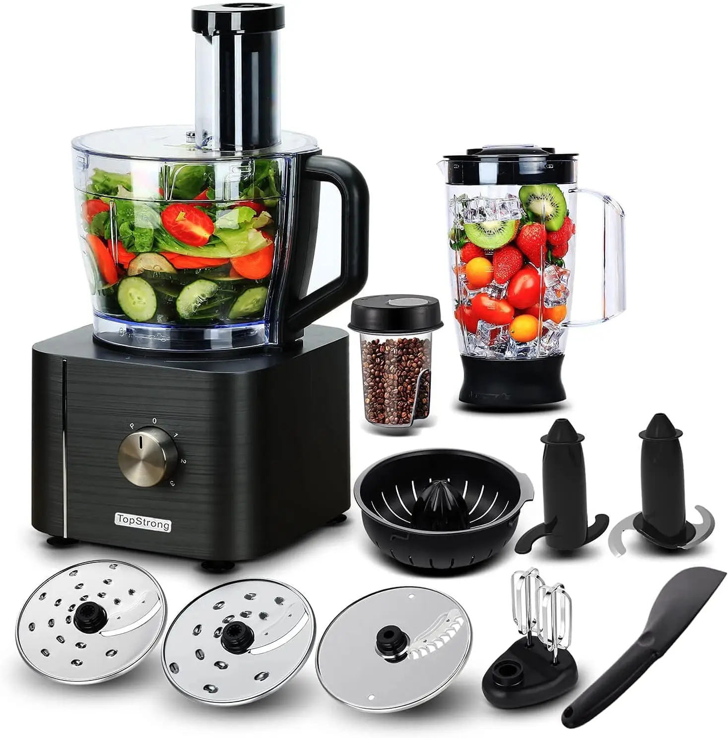 TopStrong 1100 W 3,2 l + 1,5 l Küchenmaschine mit drei Geschwindigkeiten YYFP405 Image