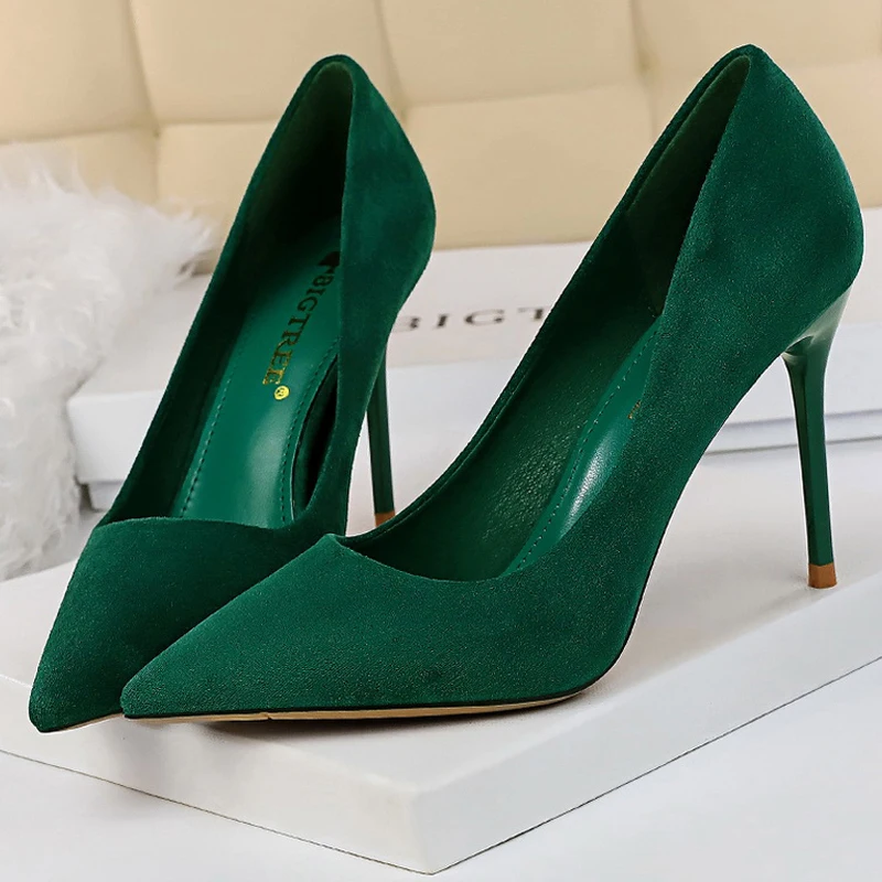 BIGTREE Schuhe Frauen 9 Cm Heels Wildleder Frau Pumpen Spitz High Heels Stiletto Party Schuhe Mode Hochzeit Schuhe Große größe 43