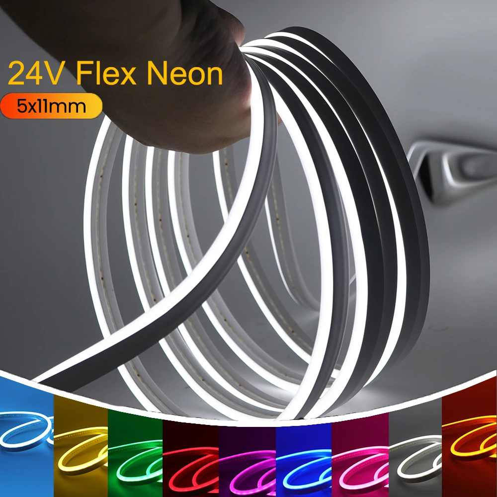 24 V Neon-LED-Streifenlichter 2835, IP67, wasserdicht, weiches Neon-Lichtschlauch, Orange, Rot, Blau, Grün, Weiß, Rosa, Gelb, für Heimdekoration