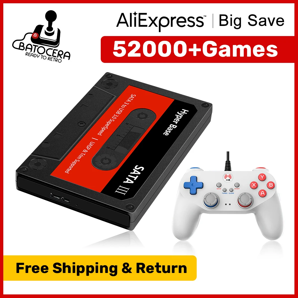 Tragbare externe 2T HDD Batocera 35 integrierte 52000+ Spiele für PS3/PS2/Wii/WiiU/DC/N64/MAME/SS Spielekonsole für Windows PC/Laplop