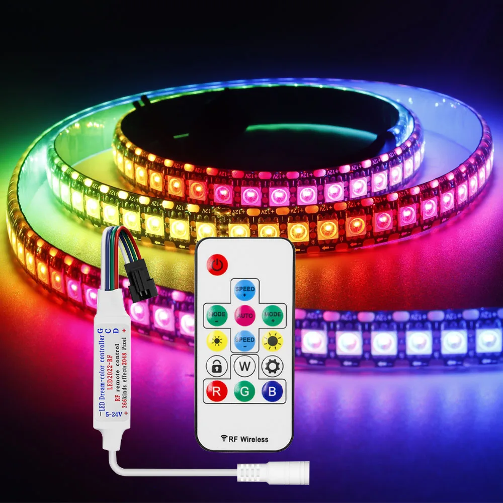 WS2815 LED-Streifen mit 14/17/21 Tasten-Steuerung (WS2812B WS2813 aktualisiert) RGB individuell adressierbare Kits 30/60/144 LEDs/M DC12V Image