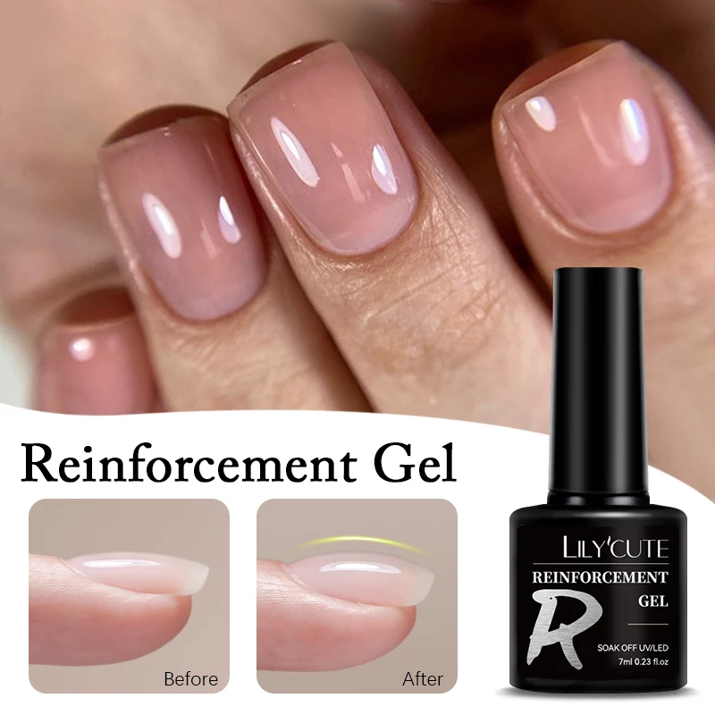 LILYCUTE Selbstnivellierende Verstärkung Gel Basis Top Coat Soak Off UV LED Gel Nagellack Semi Permanent Multifunktions Gel Lack Image