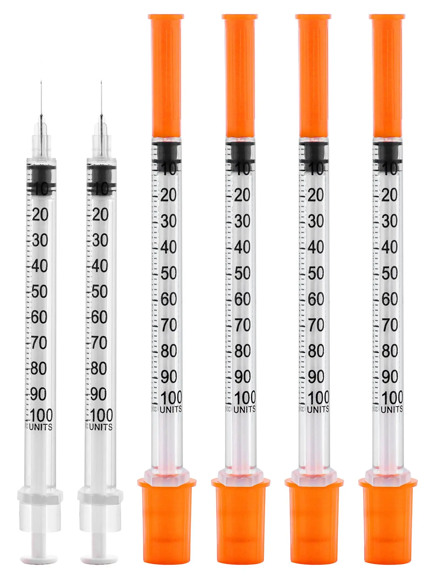 100 Stück/Box 1ml sterile Einweg-Insulinspritzen mit 31G 6mm Nadel, einzeln verpackt für Labormessungen und Tierfütterung Image
