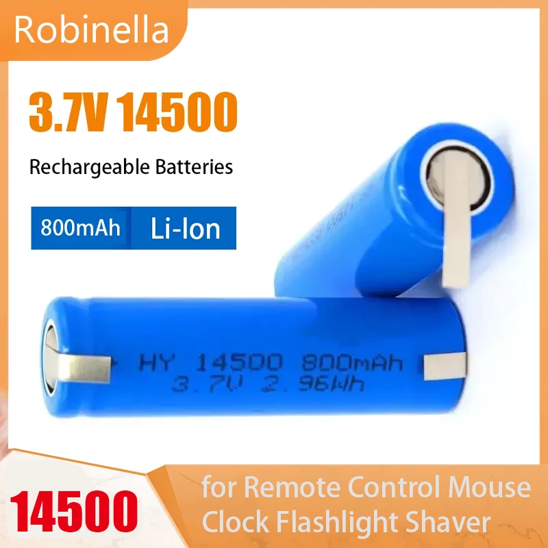 14500 Akku 3,7 V AA 800 mAh Lithium-Akku mit Schweißen für Taschenlampe, elektrische Zahnbürste, Rasierer, Friseur-Akkus Image