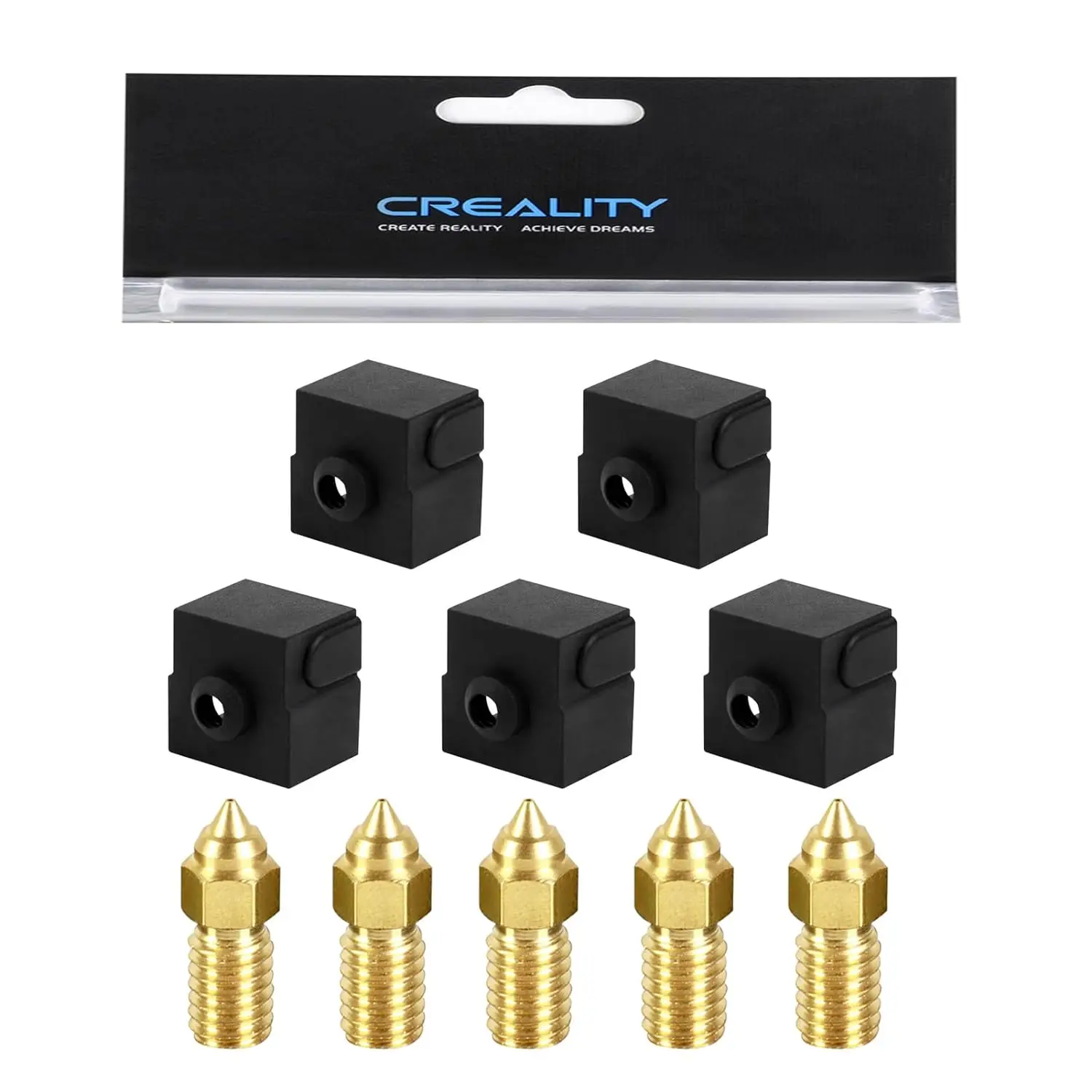 Creality Ender 3 V3 SE Düse mit 5 Stück Silikonsocken, Hochgeschwindigkeits-Messingdüsen M6 Hotend Extruder-Düse für Ender 5 S1/Ender 7 Image