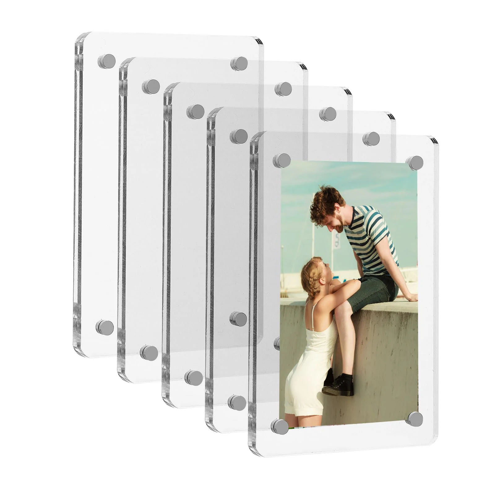 5 Stück Instax-Rahmen aus Acryl, magnetisch, doppelseitig, für Kühlschrank, 2,46 x 3,54 Zoll Bilderrahmen Image