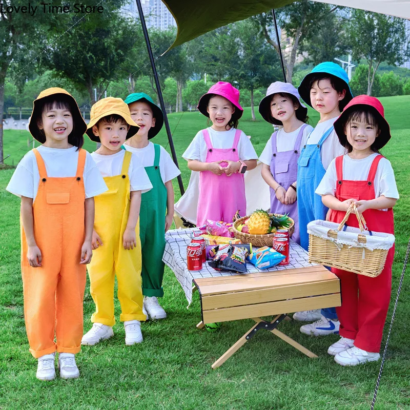 Kinder Hip Hop Feste Overalls Mädchen Latzhose Kinder Candy Farbe Jumpsuit Jungen Streetwear Bunte Hosen Schuluniform