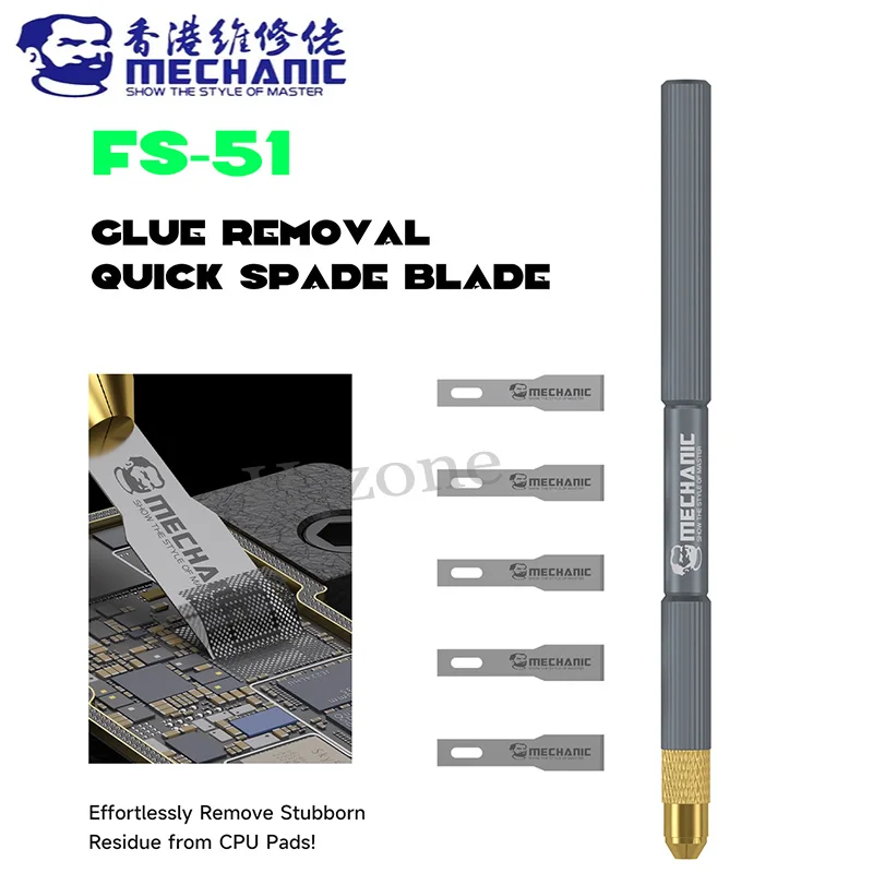 MECHANIC SF-51 IC-Chip-Motherboard-Reparatur, dünnes Messer, PCB-Motherboard-Chip, CPU-Kleberentfernungswerkzeug, effizientes Kit zum Entfernen von Kleber Image