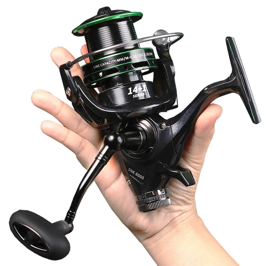 JOSBY Wasserbeständige Spinnrolle, 15 kg–20 kg, maximales Widerstands-Übersetzungsverhältnis 5,2:1, Metallspule, langlebige, superglatte Karpfenradspule Image