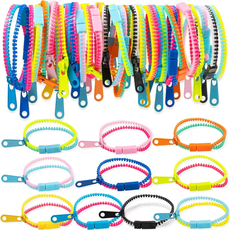 Bunte Reißverschluss-Kettenarmbänder für Erwachsene, sensorisches Autismus-Dekompressions-Zappelspielzeug für Kinder, Kinder, Anti-Stress-Relief-Geschenke Image