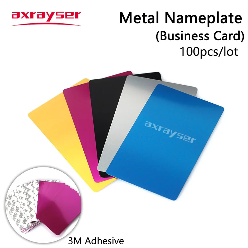 100 Stück Metall-Typenschild, Visitenkarten, mehrfarbiges Aluminiumlegierungsmaterial, 5 Farben, für Laserbeschriftungsmaschine, CO_2-Lasermarker Image