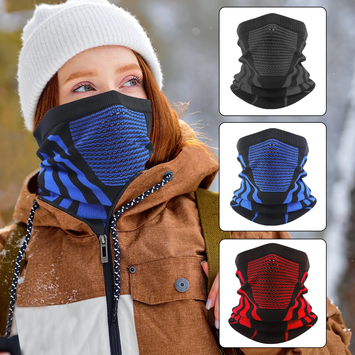 Winter-Halswärmer-Gamasche/Sturmhaube, winddichte Gesichtsmaske für Ski, Snowboard, Motorradfahren für Herren und Damen, Allwetter Image