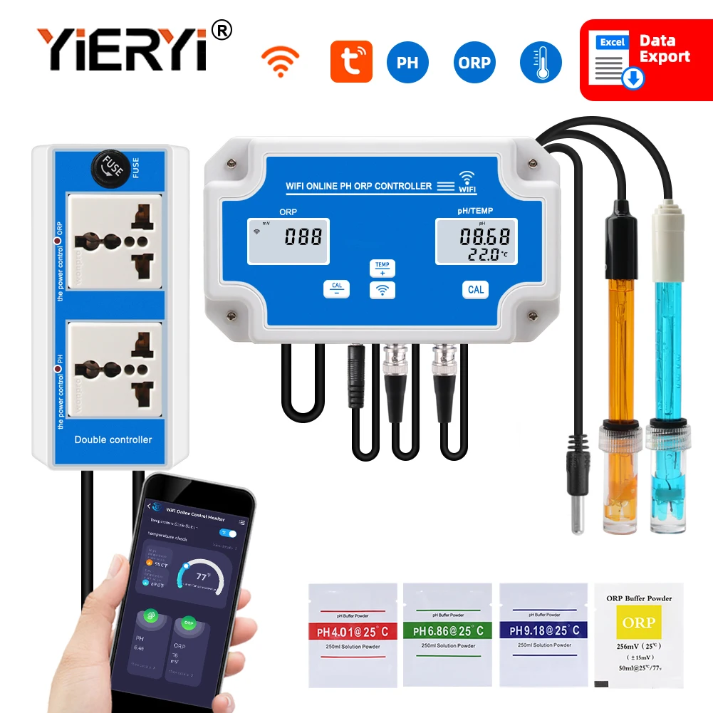 Smart WIFI Online Meter PH ORP Temp Aquarium Wasserqualität Tester Monitor Controller für Schwimmbad Spa Soilless Anbau Image