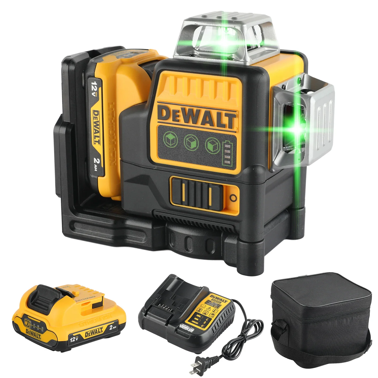 DEWALT DW089LG 12 Linien 3 Seiten*360 Grad Vertikal 12V Lithium-Batterie Laser-Nivelliergerät Horizontal Grün Messgerät für Außenbereich Image