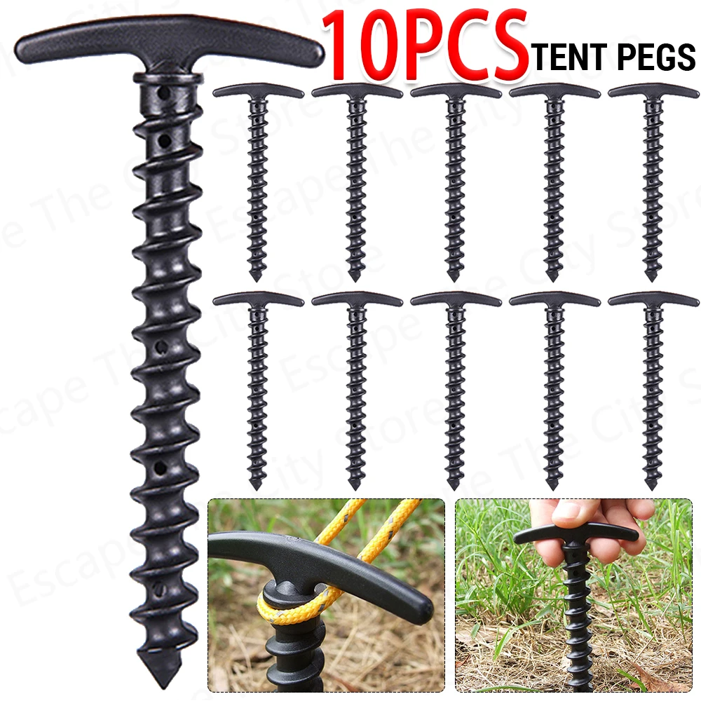 10 Stück/Packung Zeltnägel Bodenanker Outdoor Camping Zeltstifte Schraubanker Wanderzelt-Pins Winddichte Zeltzubehörteile 14,5x7cm Image