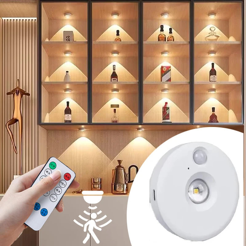 LED-Nachtlicht mit Bewegungsmelder, kabellos, unter dem Schrank, dimmbar, wiederaufladbar über USB, Beleuchtung für Küche, Gang, Schrank, Heimdekoration