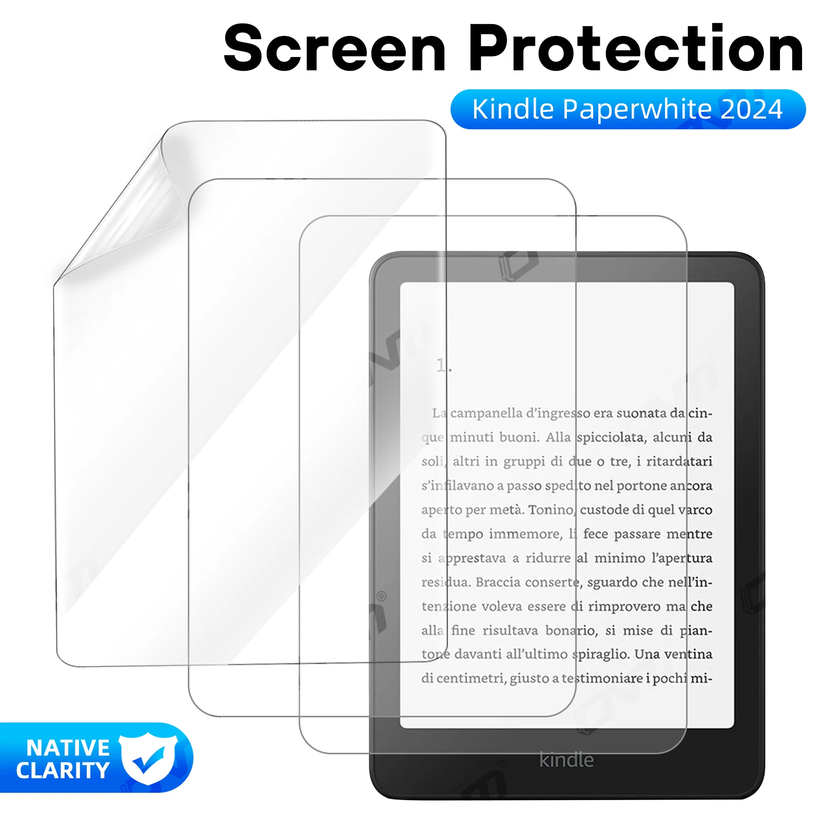 SOFT Schutzfolie für Kindle Paperwhite (12. Generation) 2024 E-Reader, Bildschirmschutz Vollständige Abdeckung Zubehör Image