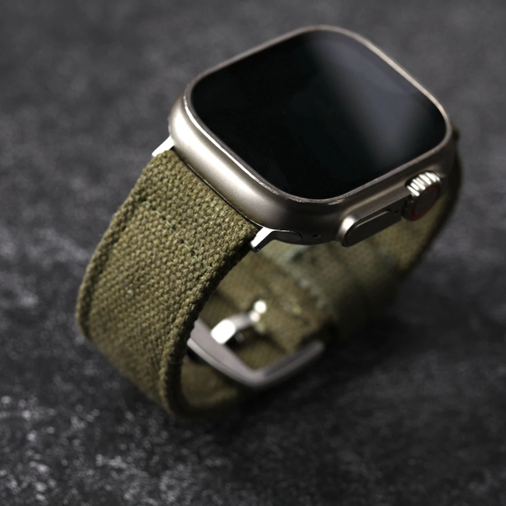Handgefertigt verdickt für iWatch Apple, 49MM 45MM 44MM 42MM, Grün, Schwarz und Blau, Vintage-Stil Grün Schwarz Blau Herrenarmband