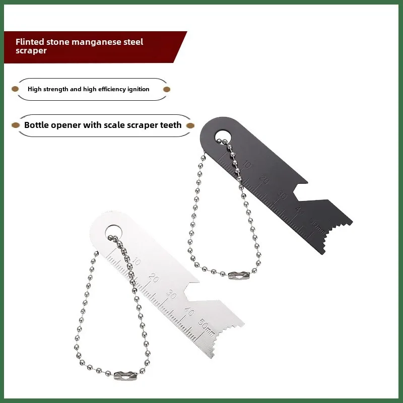 2 stücke Outdoor Feuerstein Schaber Multi-funktion Herrscher Starter Leichter Outdoor Camping Zubehör Outdoor Survival Camping Werkzeug Image