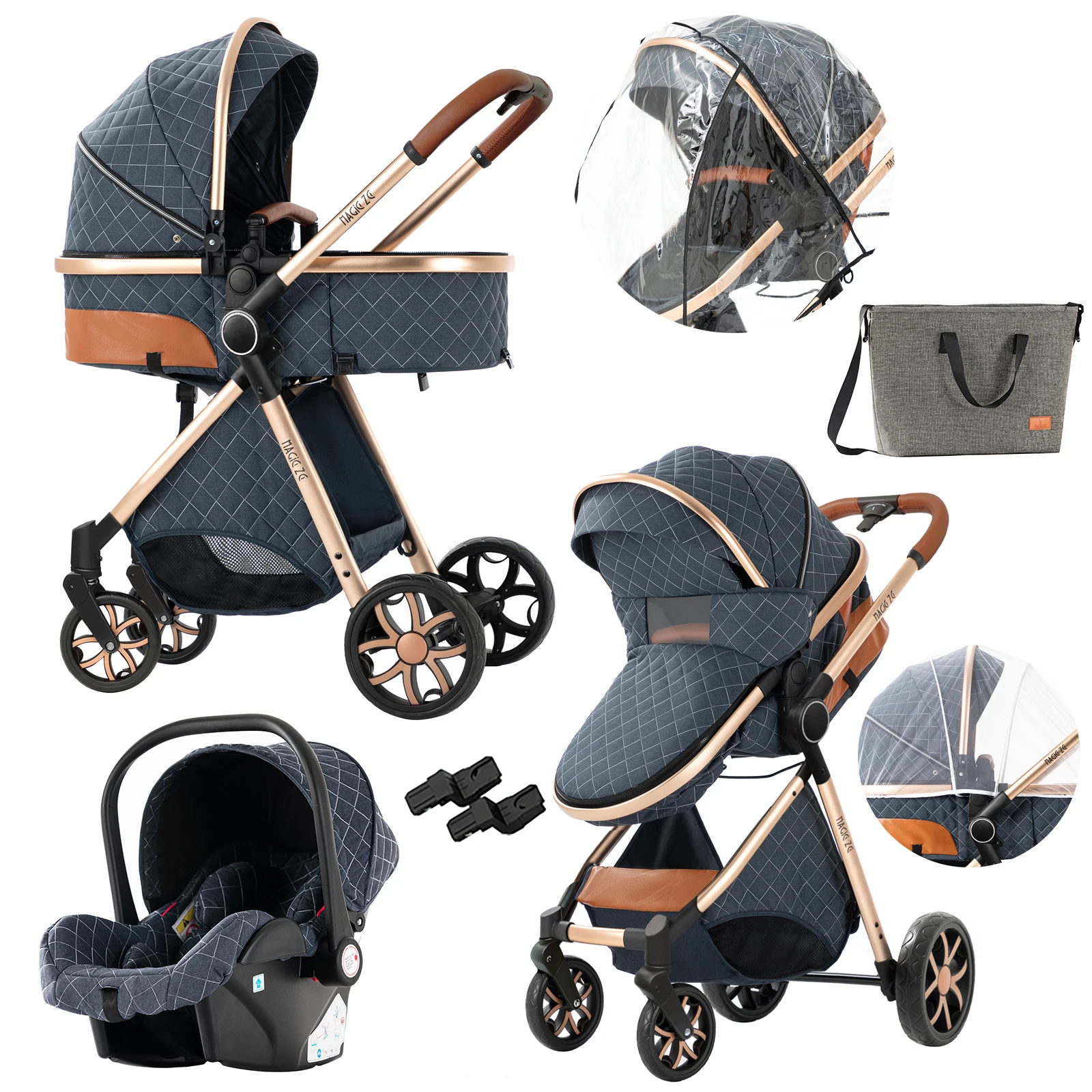 Kinderwagen 3-in-1 Kinderwagen Kinderwagen Kinderwagen für Babyautos Kinderautositz faltbarer Kinderwagen Liegesitz Babywagen