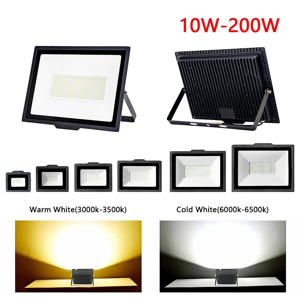 LED-Flutlicht 10 W 20 W 30 W 50 W 100 W 150 W 200 W LED-Strahler für den Außenbereich, IP67, wasserdicht, LED-Projektor, Garten, quadratische Straßenlaterne