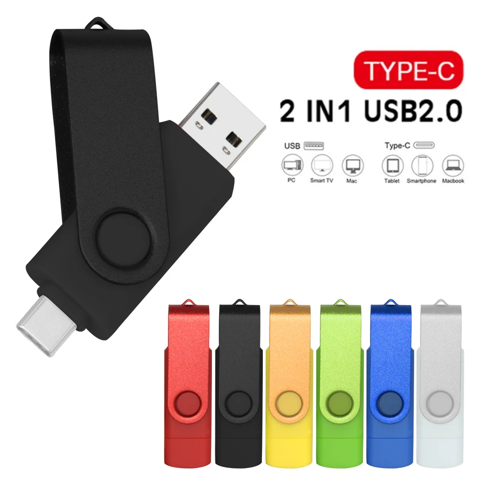 Drehbares USB-Flash-Laufwerk 128 GB 32 GB 16 GB Pen-Laufwerk 256 GB Pendrive 64 GB 4G OTG 2 IN 1 Memoria USB-Stick Typ C USB 2.0 Image