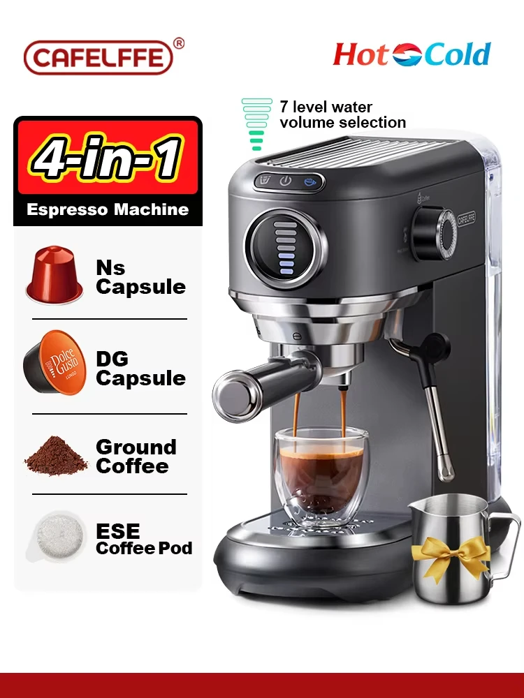 Cafelffe 4-in-1 Kaffeemaschine für Dolce Gusto, Nespresso-Kapseln, Espresso und ESE-Pads, Geschenk für Liebhaber, Vater, Mutter, Cafetera304 Cappuccino Image