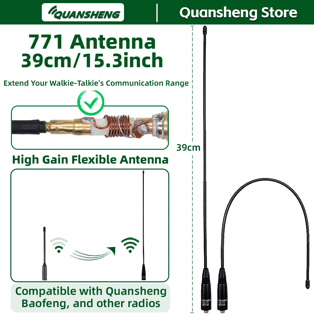 Quansheng Walkie Talkie Antenne Plus QS-771 Multi Dual Band High Gain VHF UHF Amateurfunk Long Range für Baofeng UV 5RH 888S K5 8 Image