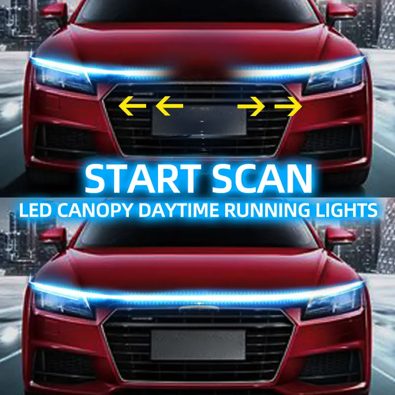 RXZ LED-Tagfahrlicht, Scan, Start, Motorhaube, dekorative Lichter, DRL, Auto-Motorhaubenführung, dekorative Umgebungslampe, 12 V Image