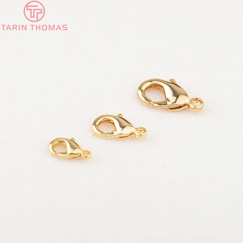 (3475)20PCS 10MM 12MM 15MM 24K Gold Farbe Überzogene Messing Karabiner Verschlüsse Verbinden Verschlüsse Hohe qualität Schmuck Zubehör Image