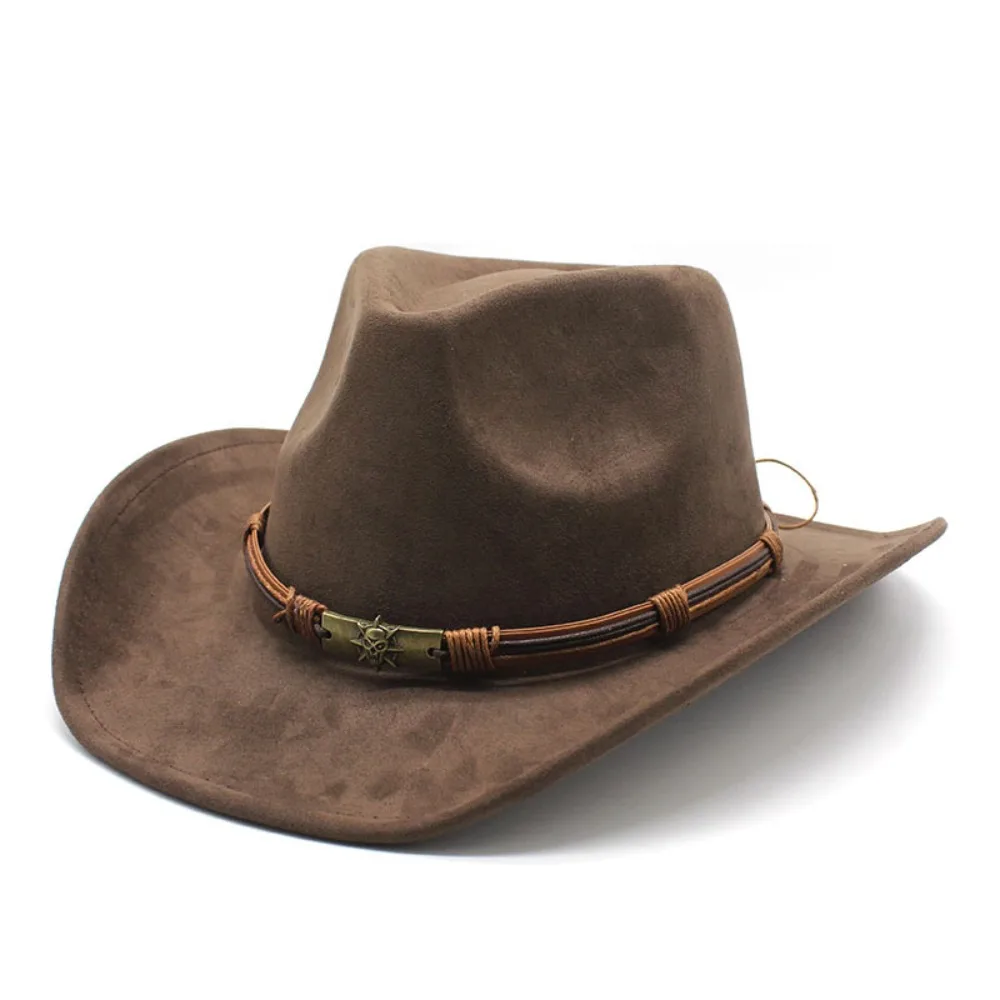 Western-Cowboyhut, Jazz-Ritterhüte für Männer, Ethno-Stil, Filzhüte mit stierförmigem Dekor, Grasland-Landhut, Sombrero Image